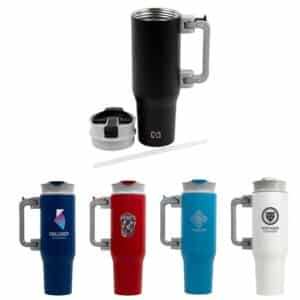 Custom NAYAD® Genesis 40 oz Stainless Steel Double-Wall Mug with Foldable Handle