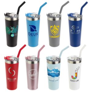 Custom NAYAD® Trouper 22 oz Stainless Double-wall Tumbler with Straw