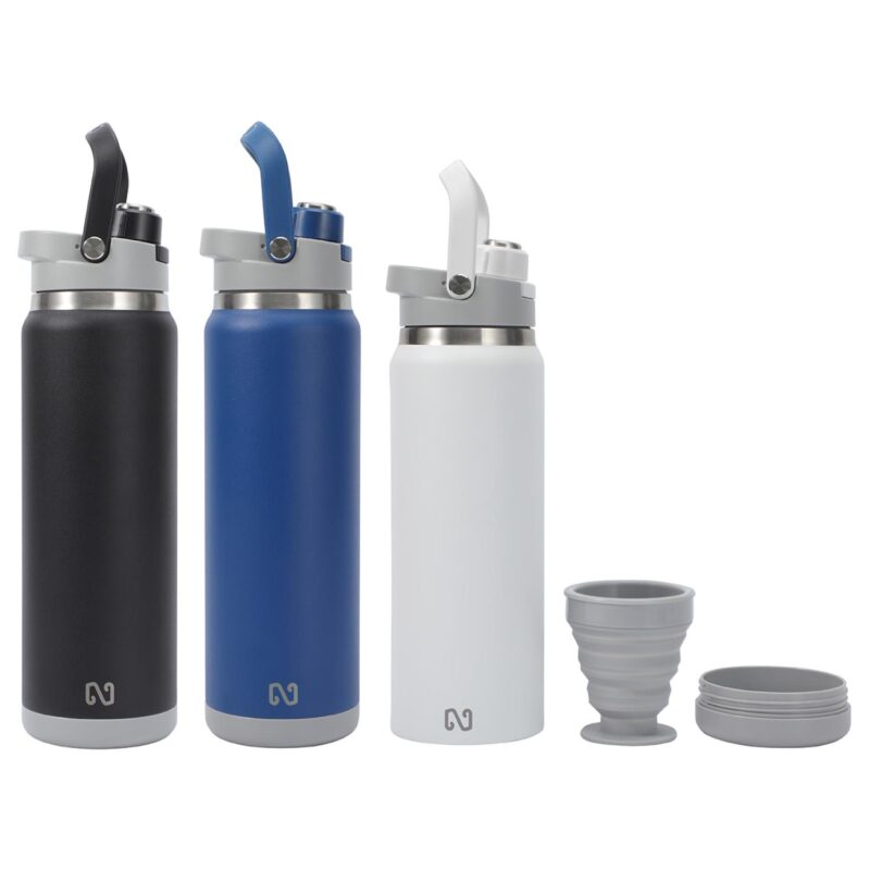 Custom NAYAD® Crusade 28 oz Stainless Steel Double-Wall Bottle with Hidden Cup - 1